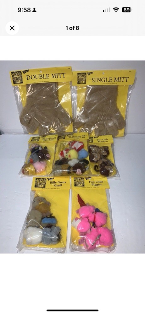Vintage Monkey Mitt Finger Puppet Bundle (6) Sets 1980