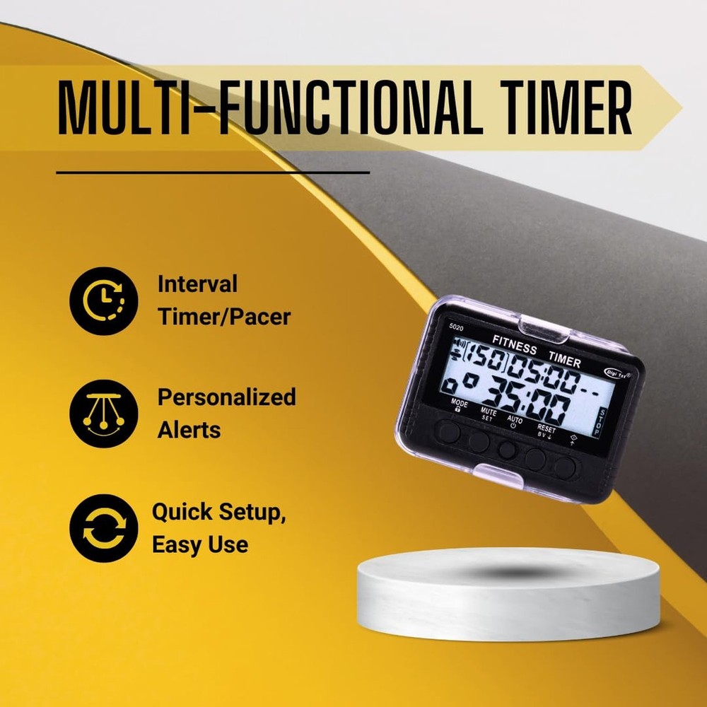 T-5020 Fitness Interval Timer, Multi-Functional Training Timer with Pacer Black