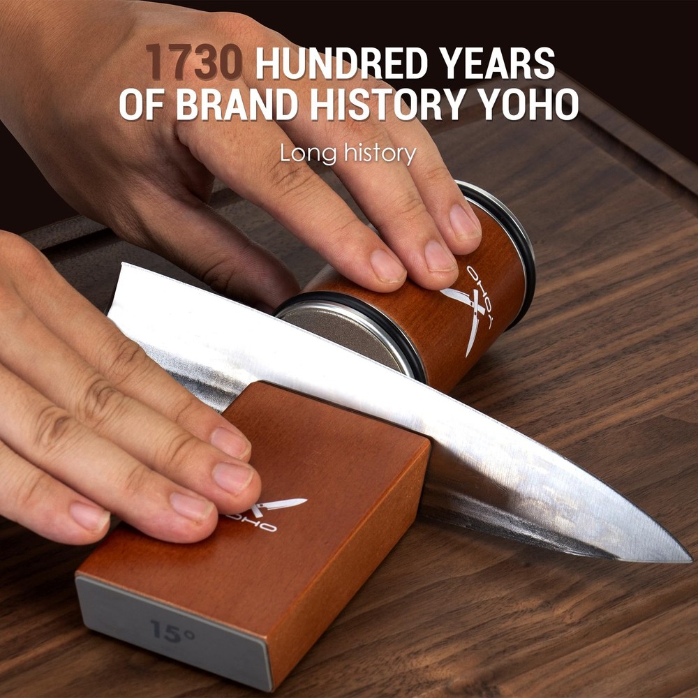 Rolling Knife Sharpener Kit Upgraded Diamond Kitchen Knife Sharpener with 15°...