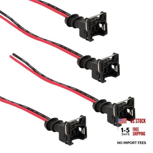 Automobile Fuel Injector Connector, Standard Specification Injector 4 PCS Black