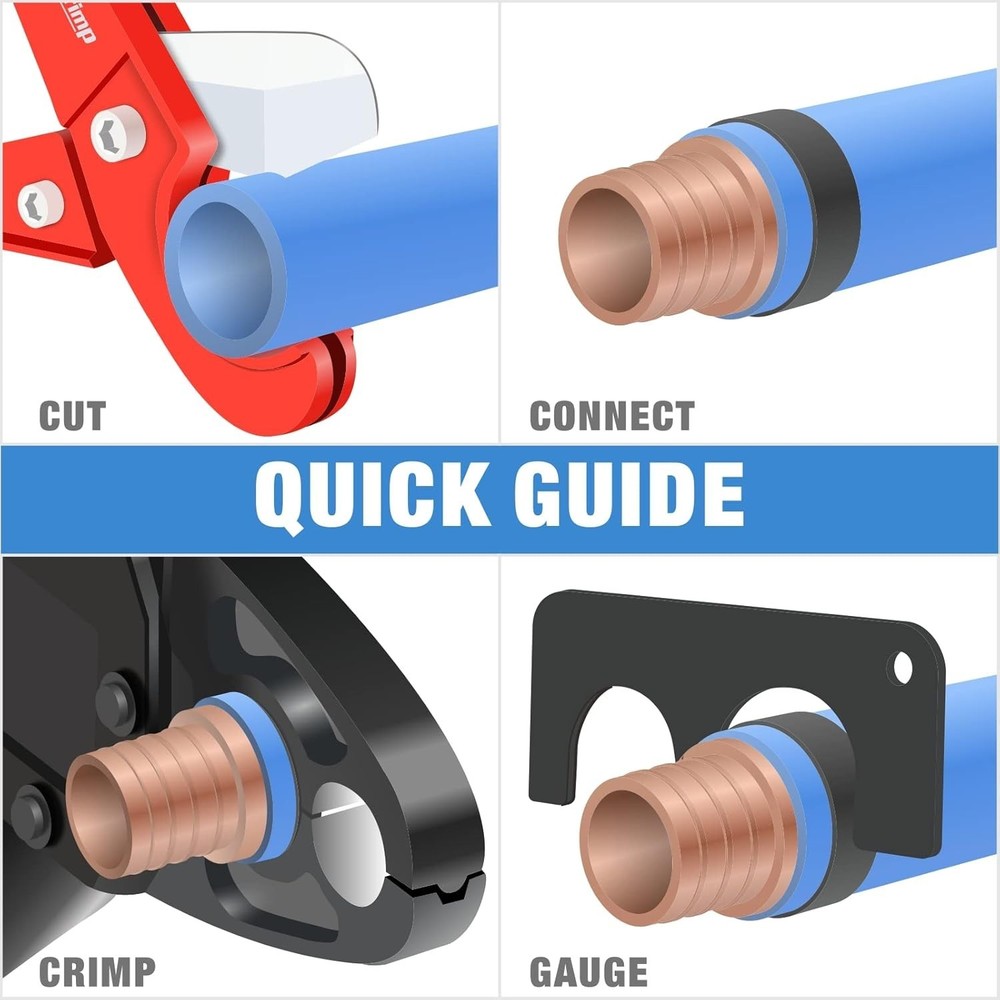IWISS Combo Angle Head PEX Pipe Crimping Tool Kits for 1/2" 3/4" Pex Crimp