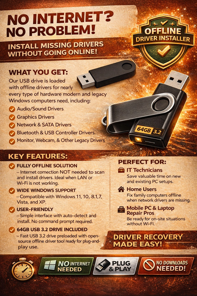 Windows Offline Driver Installer USB | Automatic Driver Detection | All Windows