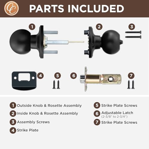 Copper Creek BK2020BC-3 Ball Knob, Passage Function, 3 Count Multipack, Black