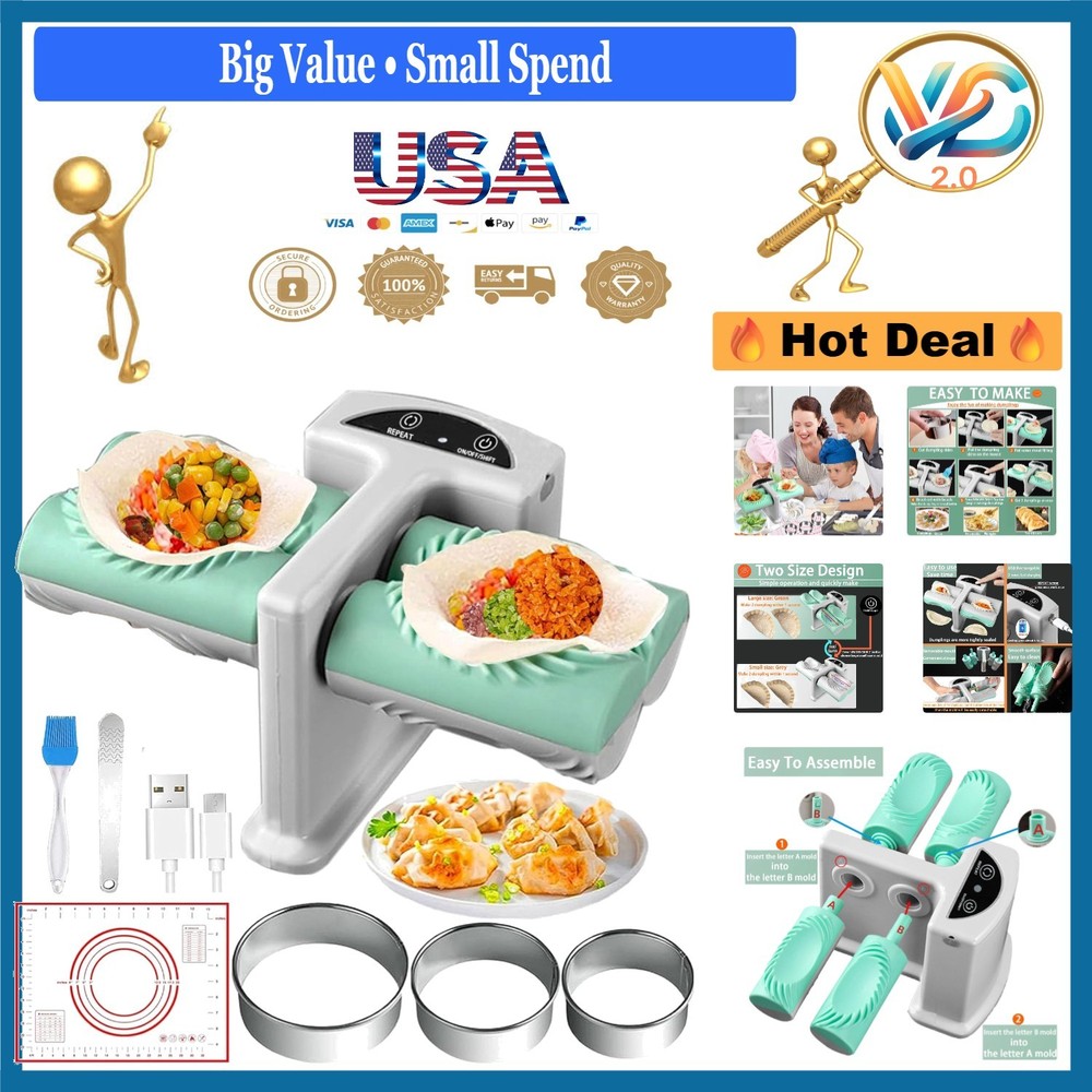 Electric Dumpling Maker Two Sizes 2-Disc Automatic Kitchen Dough Tool