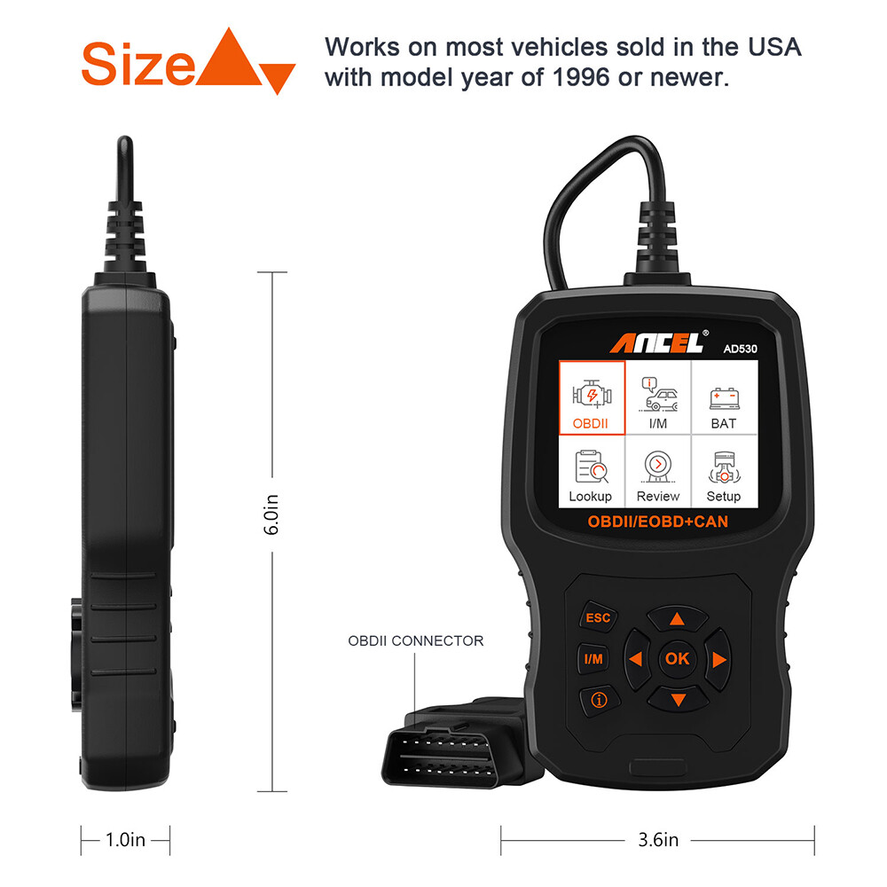 Ancel AD530 OBD2 Scanner Code Reader Car Battery Tester Engine Diagnostic Tool