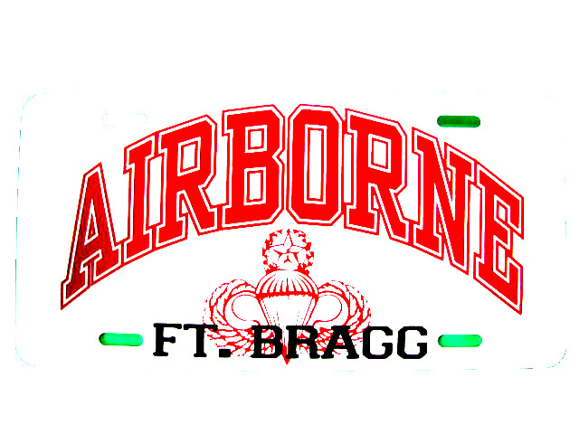License Plate, AIRBORNE w/Master Wing-Ft. Bragg, NC-NEW