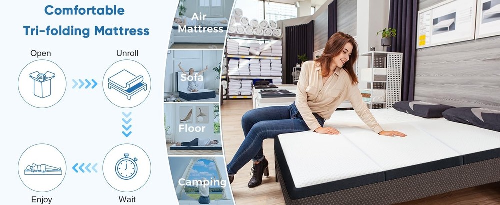 Tri-fold Memory Fo Mattr - 3 Inch Full Size Portable Floor Bed