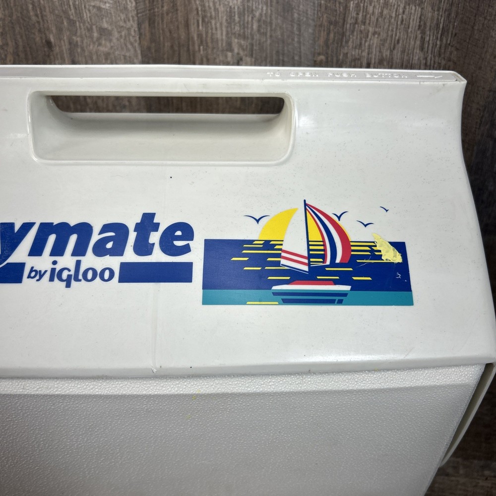 Vintage Rare Blue & White Playmate Cooler By Igloo With Push Button Open