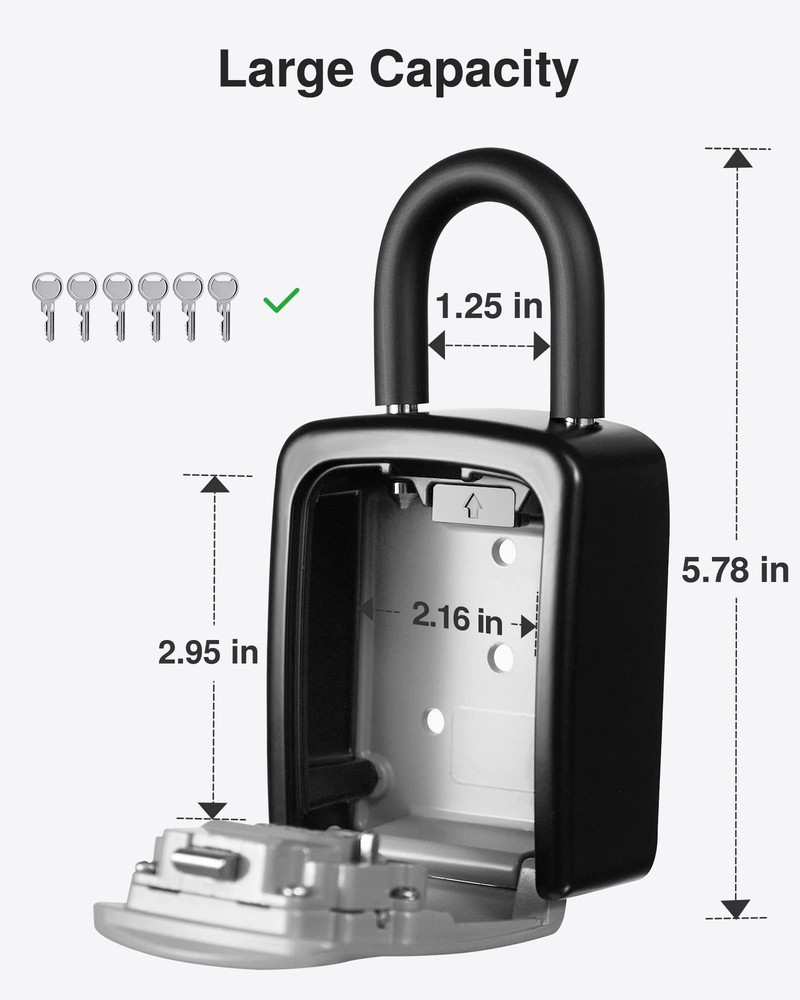 Key Lock Box, 4-Digit Combination Key Storage Lockbox, Portable Wall Mounted ...