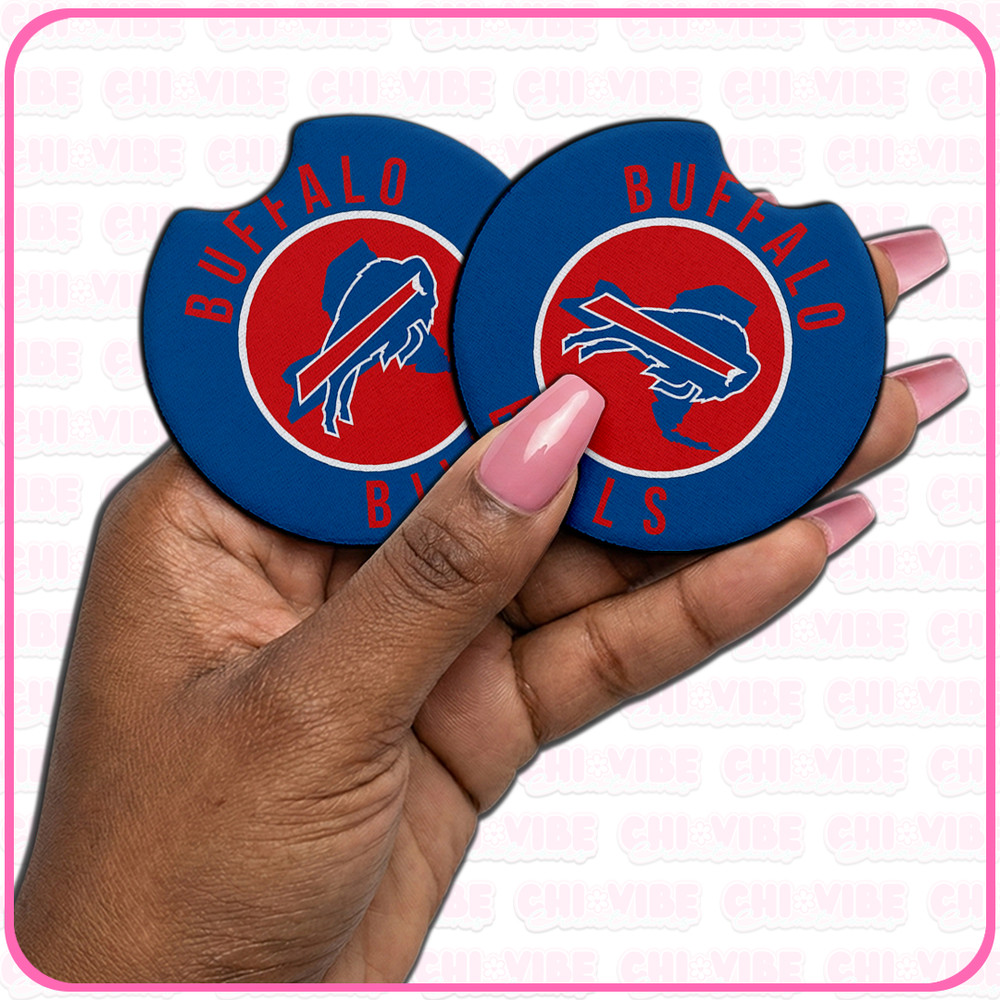 Buffalo Bills Car Coasters 2pc Set Custom Handmade Cup Holder Inserts