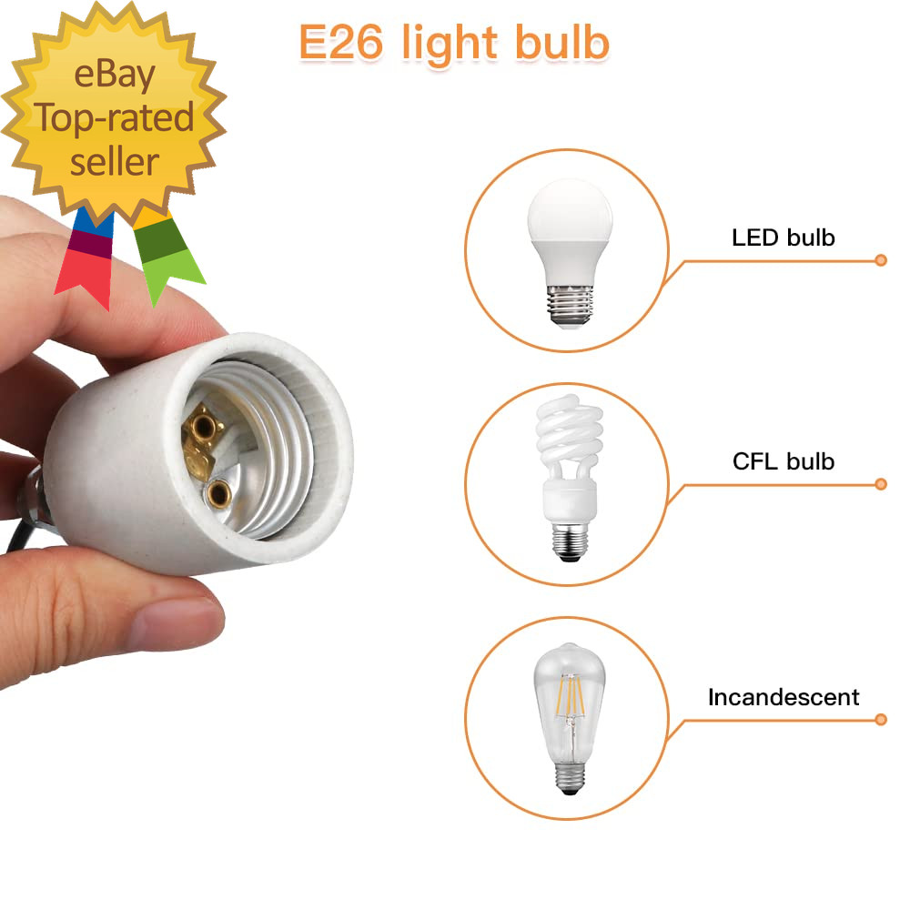 E26 E27 Ceramic Light Socket Medium Base Porcelain Lamp Holder Ceramic Light