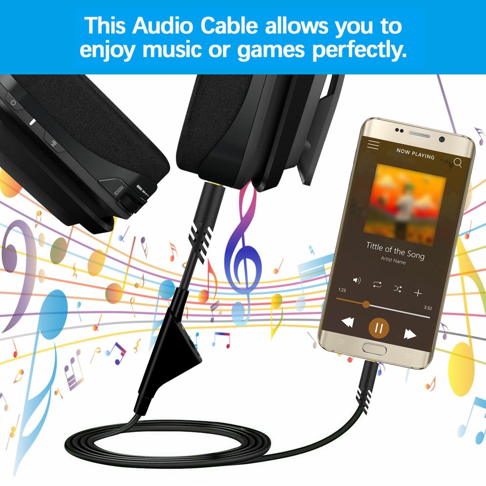 Replacement Audio Cable Cord Volume Control for Astro A10 A30 A40 Gaming Headset