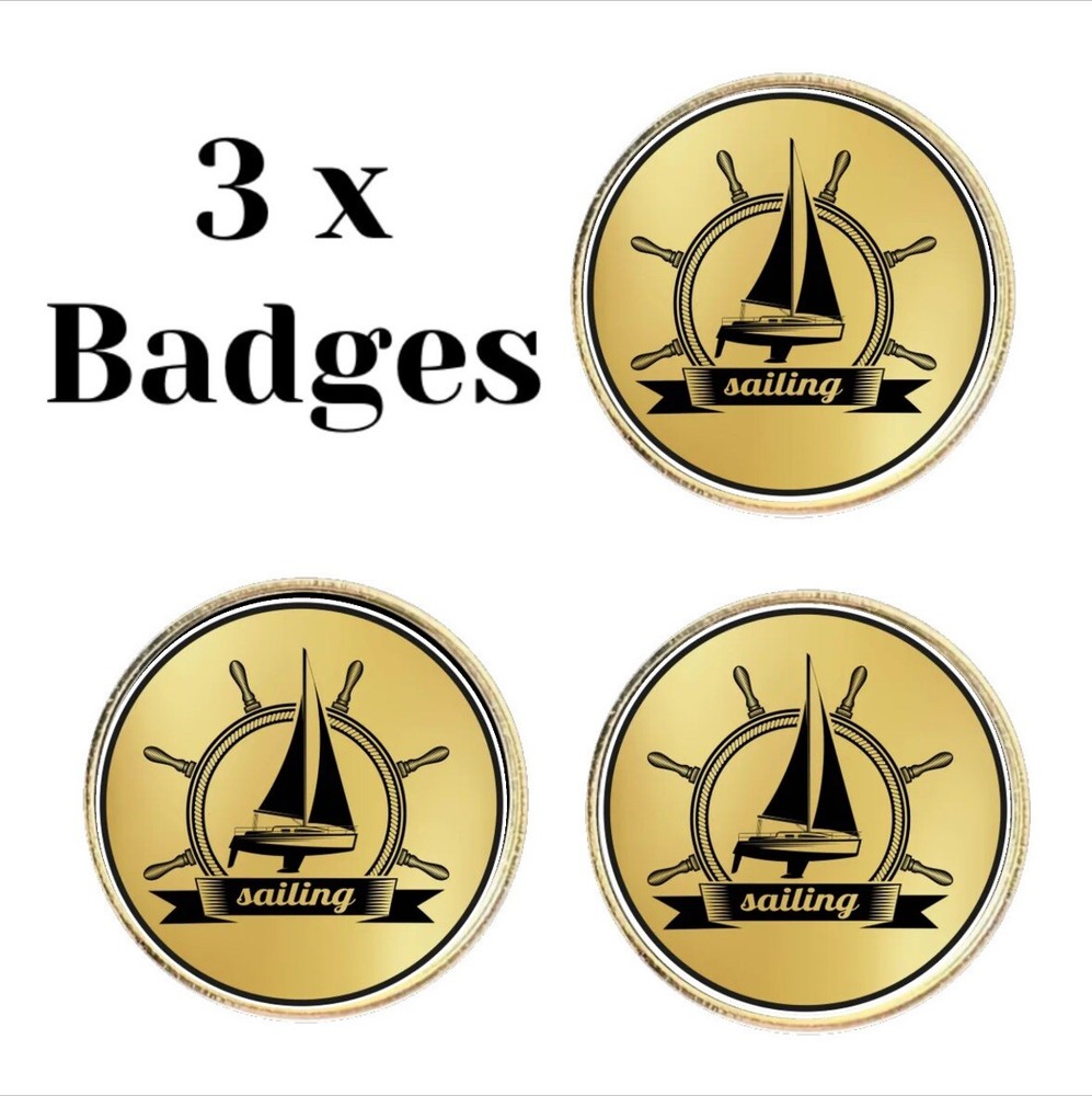 3 x Sailing (BU13)  Lapel Pin Badges