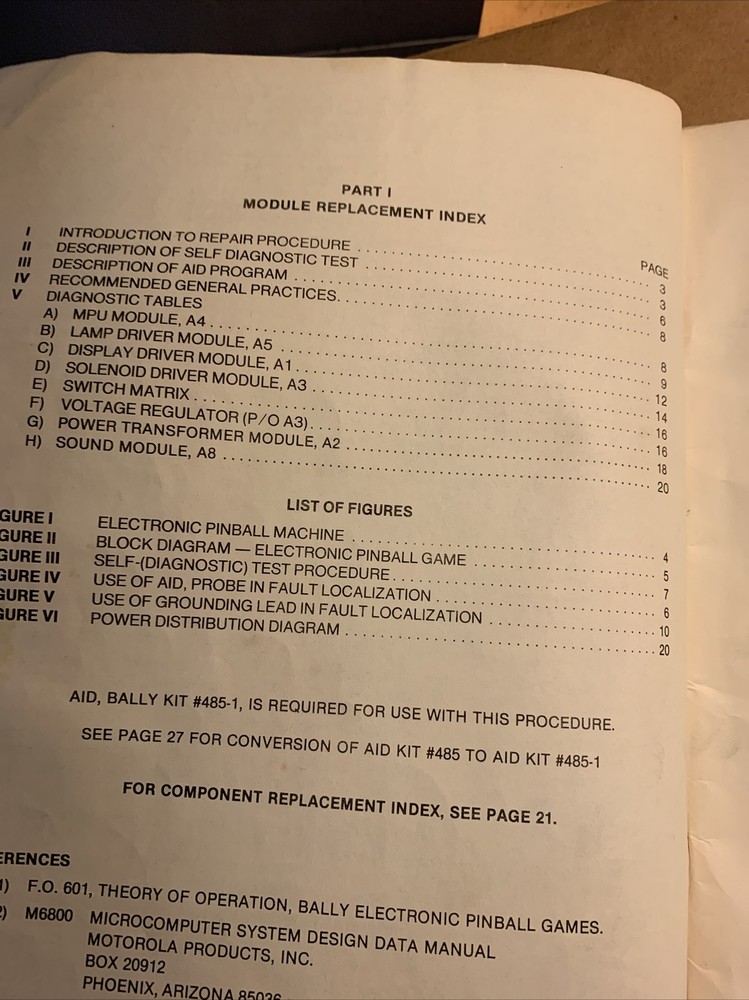 original arcade Pinball game owners manual Bally 1976 511 ￼ Missing Covers￼