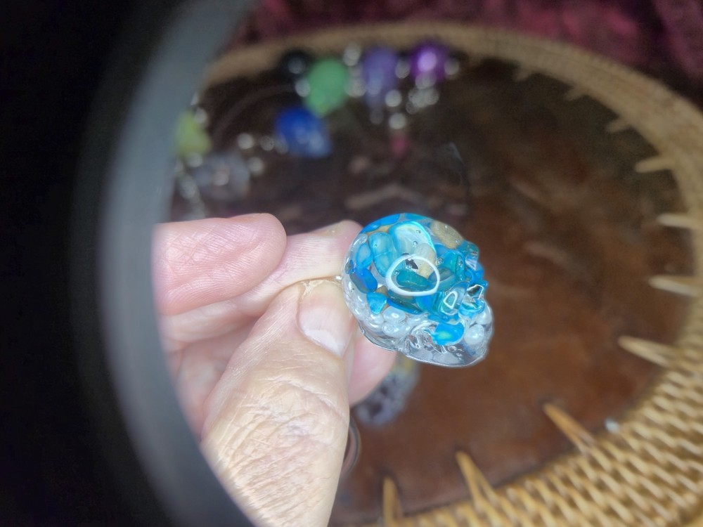 Resin Skull Keychains Brightly Colored , Comes in Multiple Designs