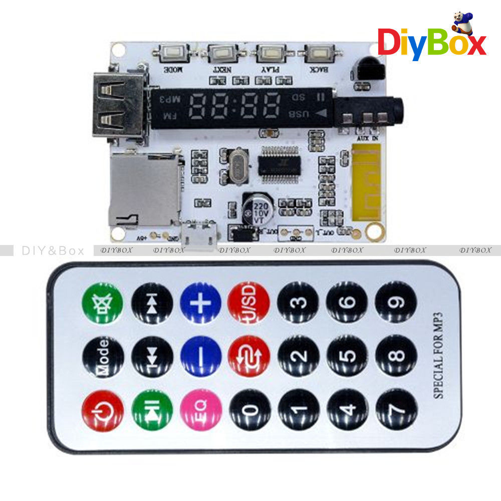Bluetooth MP3 Sound Decoder Infrared Remote Control Board Car FM TF MicroSD Card