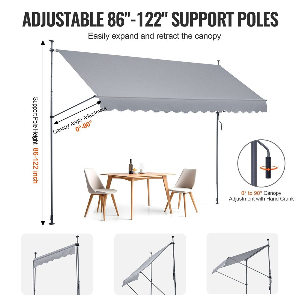 157x47in Extended Coverage Retractable Shade Adjustable Height Comfort