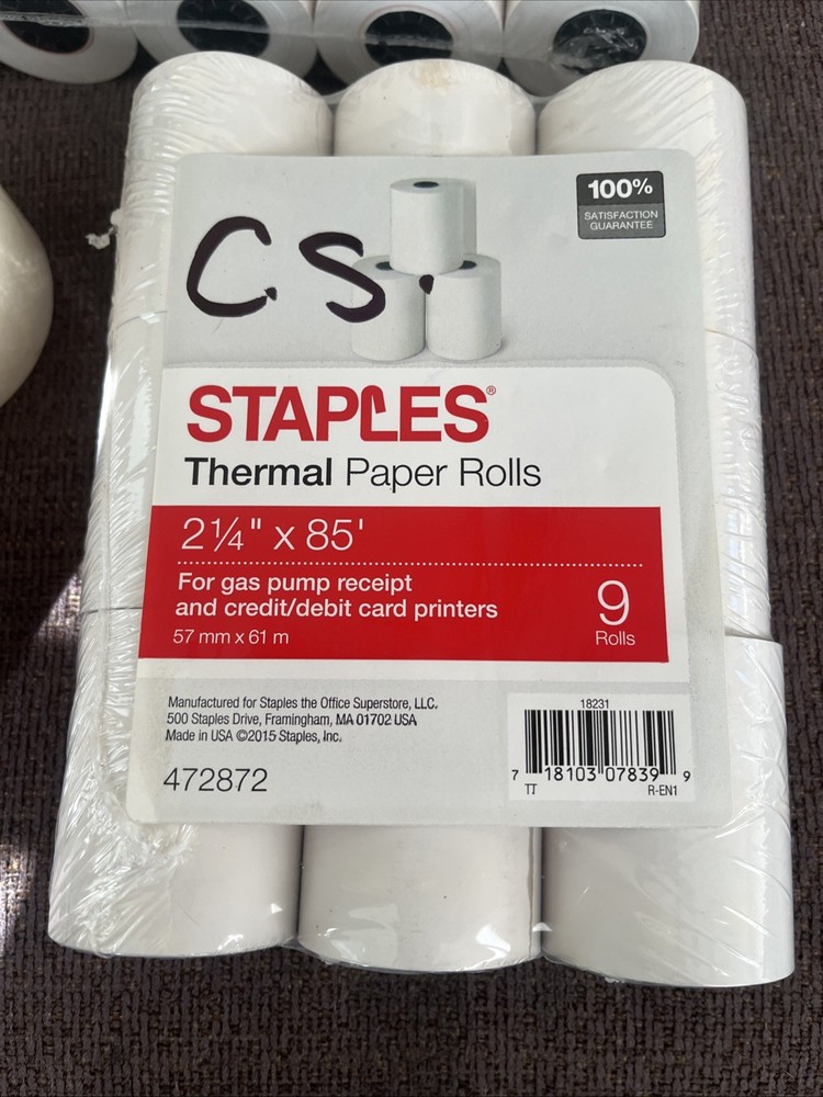 STAPLES thermal POS Rolls 2 1/4" Plus Extra Rolls