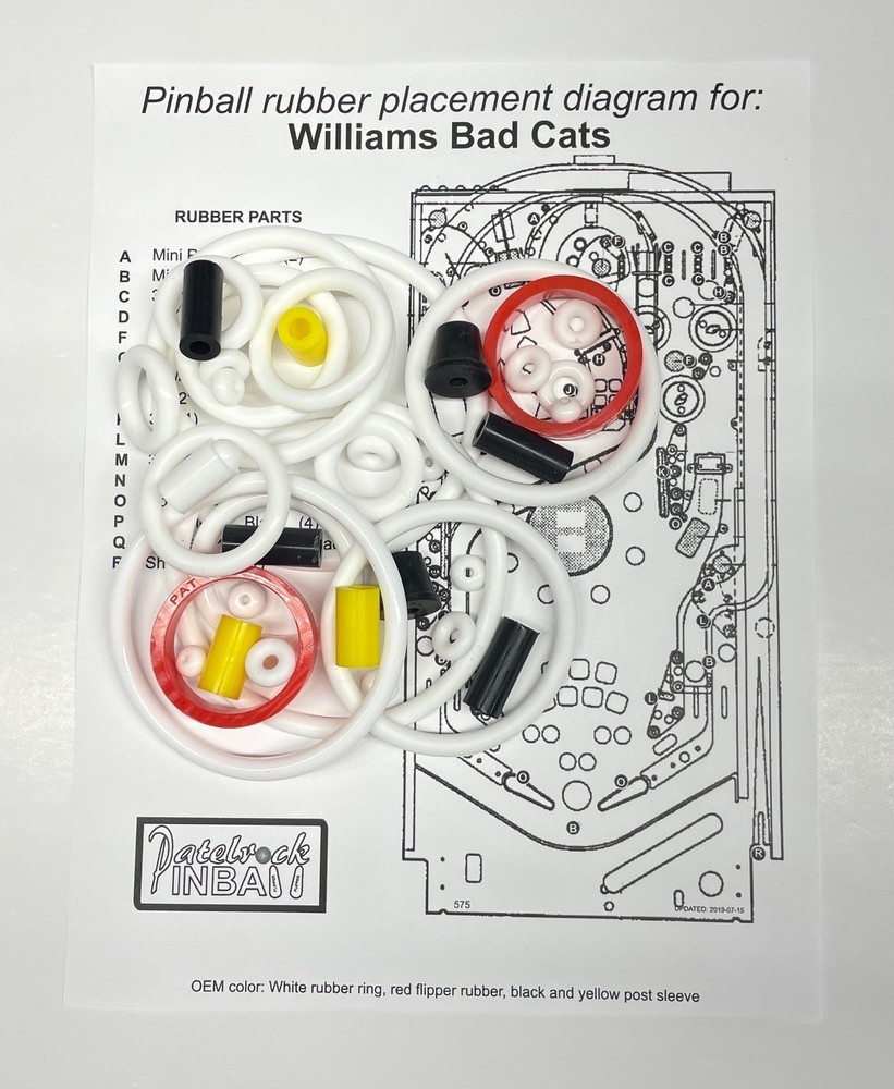 1989 Williams Bad Cats Pinball Machine Rubber Ring Kit