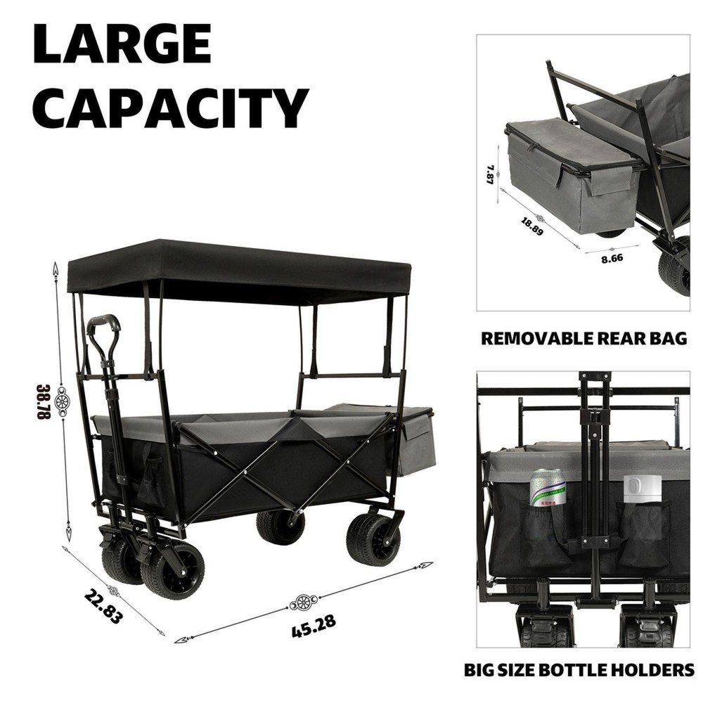 Wagon with Canopy & Net, 480Lbs Capacity, All-Terrain
