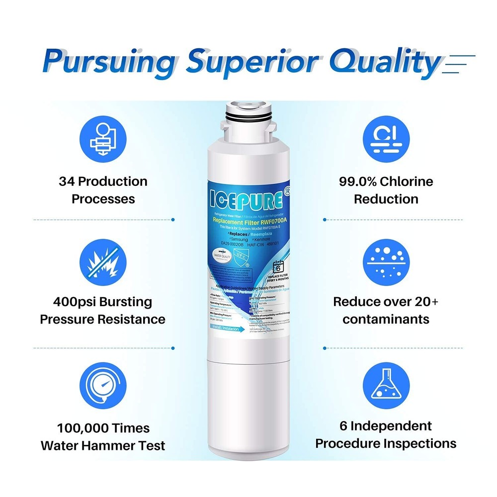 Compatible With Samsung RF23HCEDBWW/AA 46-9101 DA29-00019A Water Filter 4 Pack