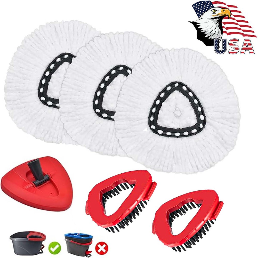 Replacement Mop HEAD For O-Cedar Spin Mop Easy Clean Wring+Brush+mop base Kit