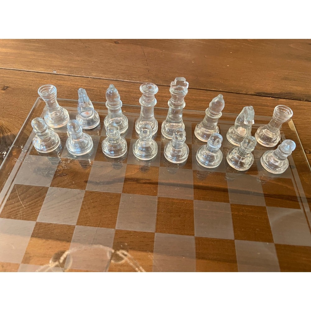 Glass Chess Set Frosted Glass Complete Set