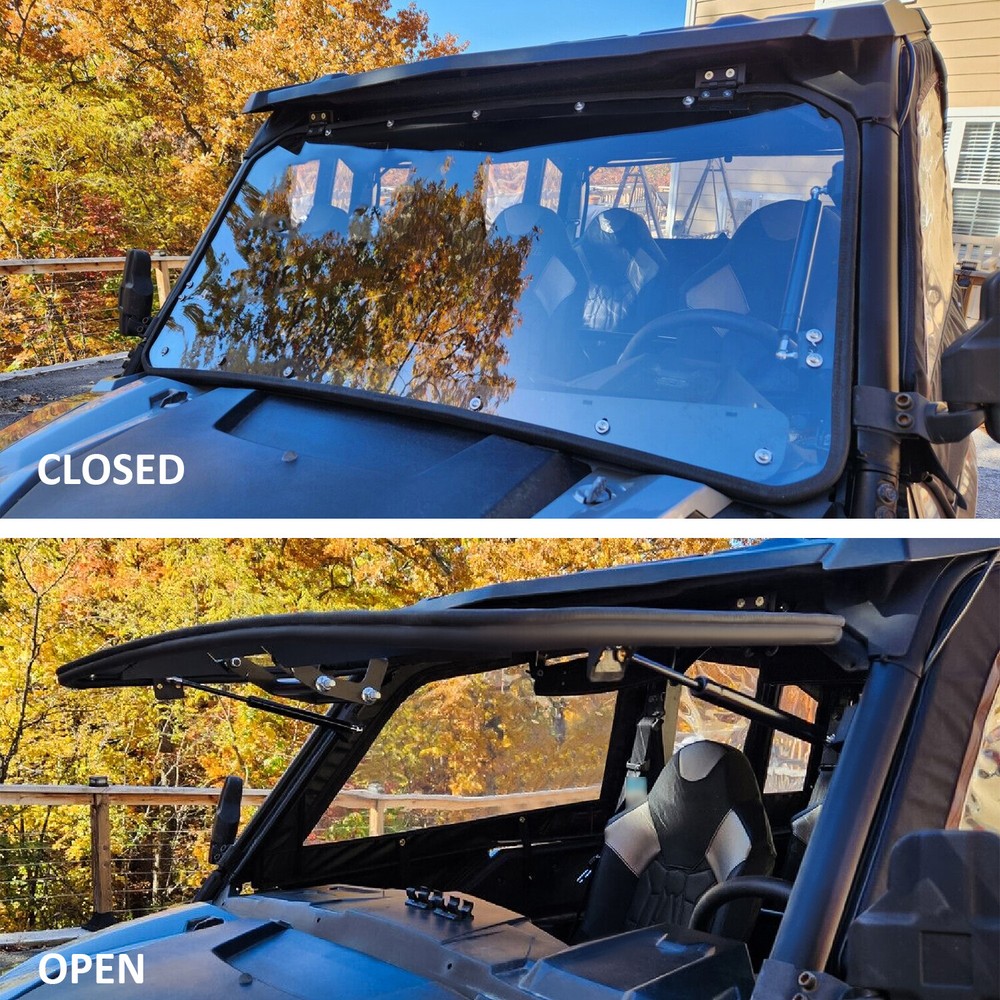 Clear Scratch Resistant Flip Windshield For 2016- up Polaris General 1000 / 4