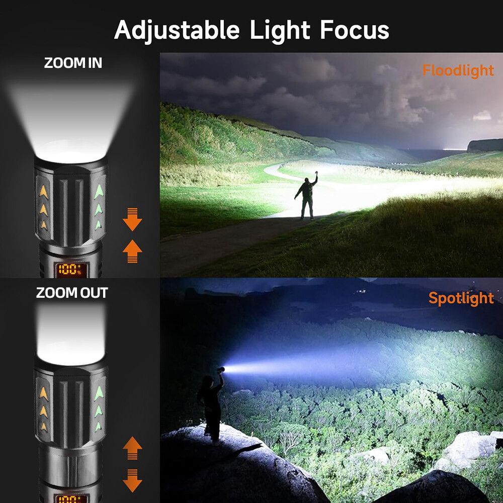 2 Pack LED Super Bright Flashlight Torch Tactical Lamp Zoomable 3 Modes Camping
