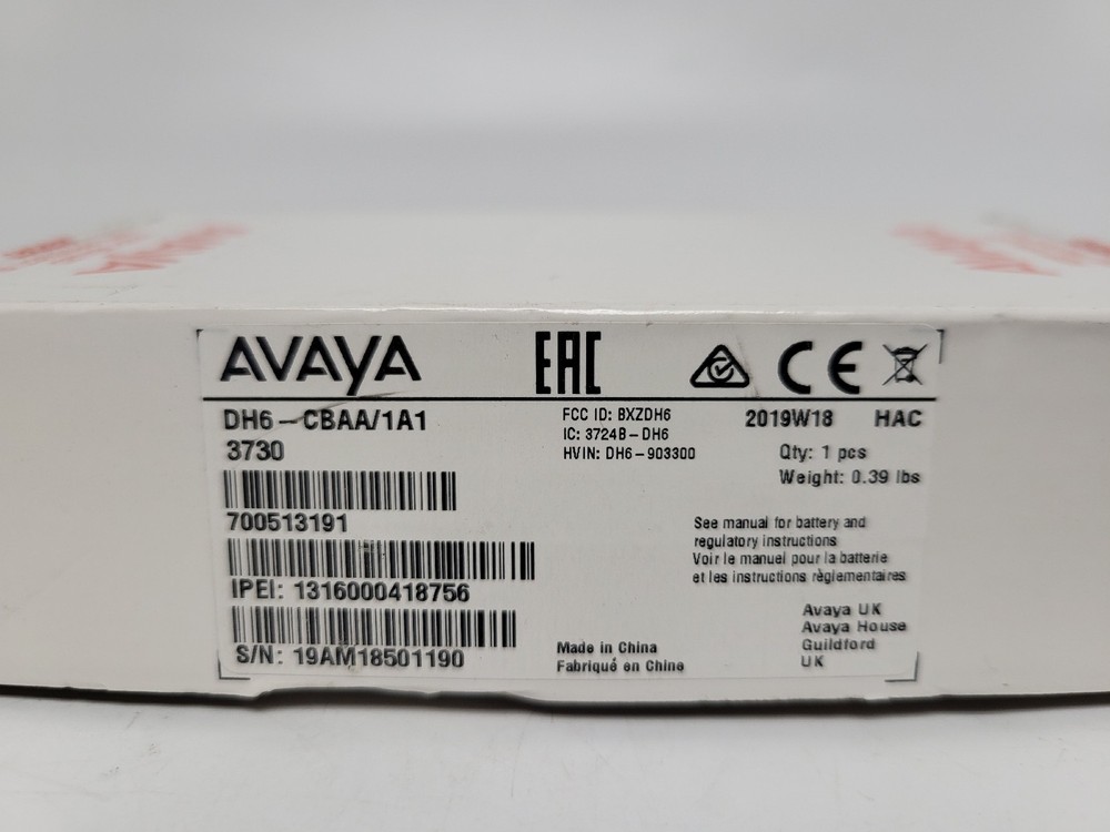 Avaya DECT 3730 Handset DH6-CBAA/1A1