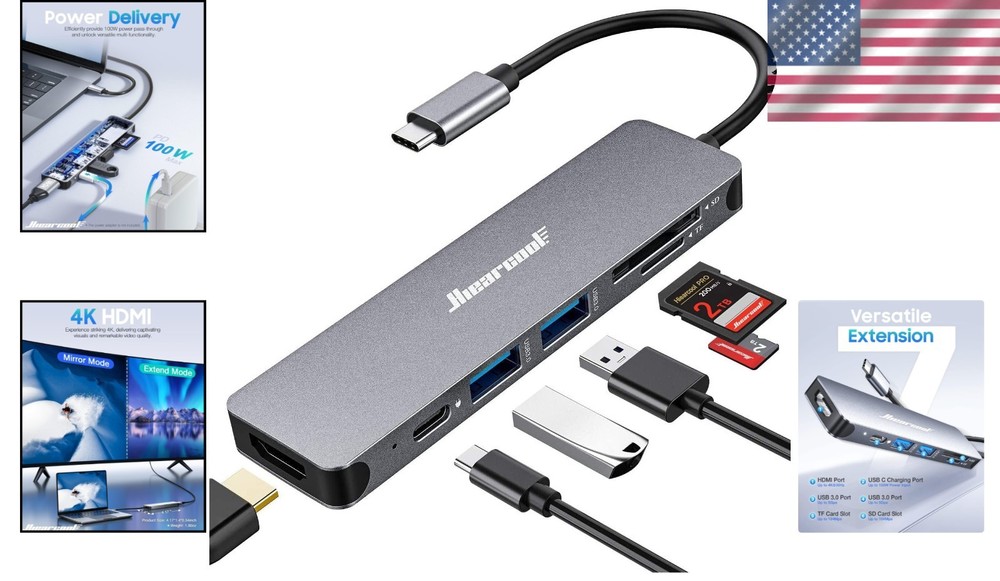 USB C Hub with 4K HDMI, Fast Data Transfer & Compact Design – Space Grey