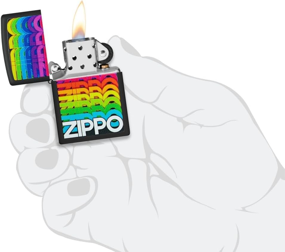 Zippo Lighter - Customized Message on Techno Black Matte Pocket Lighter 46234