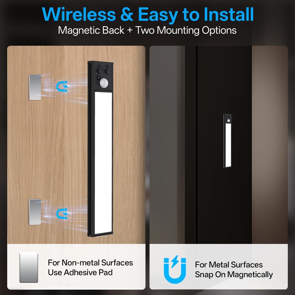 Under Cabinet Lighting Wireless,Motion Sensor Light Indoor Rechargeable,3Colo...