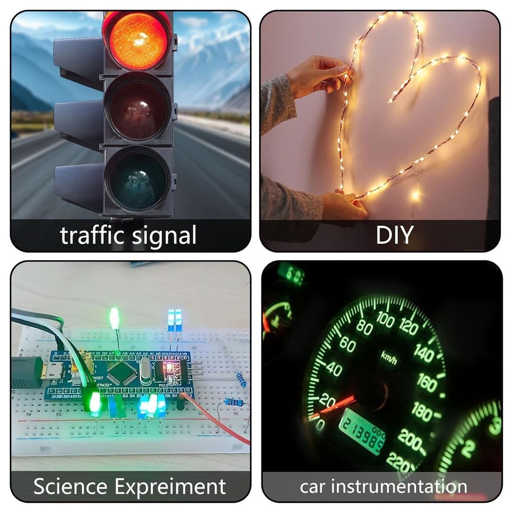 200-Piece 3mm LED Light Assortment - Essentials for Electronics & Crafts