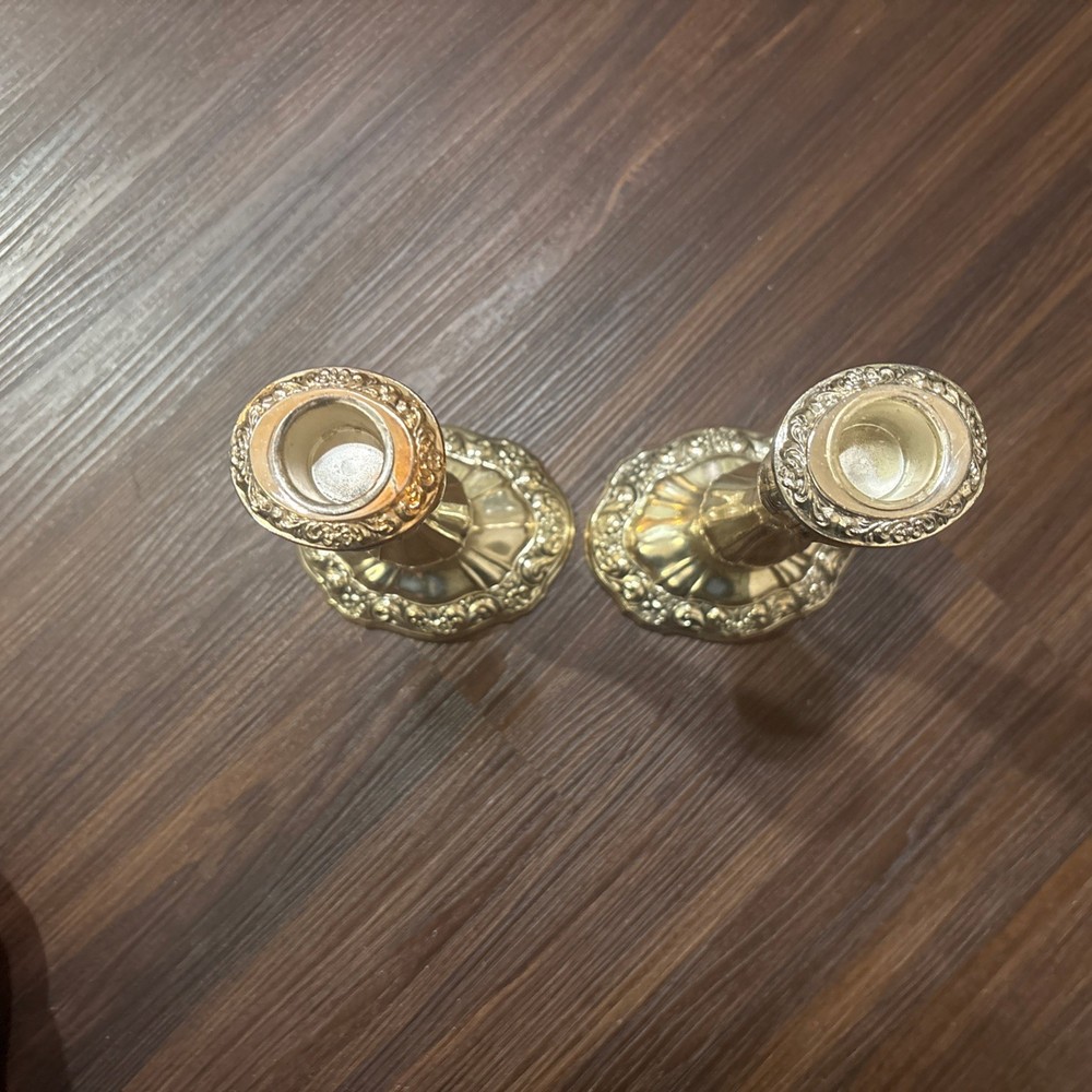 Towel Silver plate Candlesticks Set Of 2