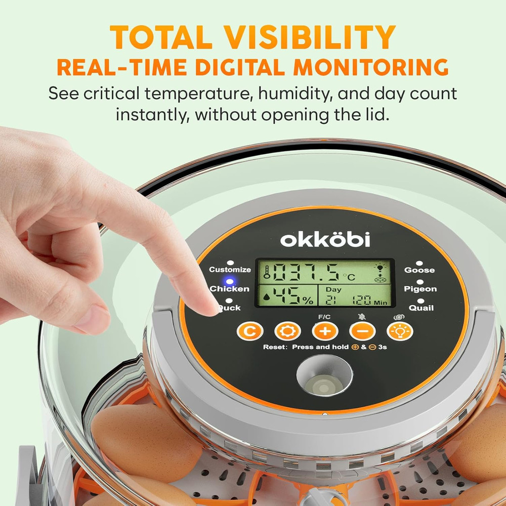 12 Egg Incubator with Automatic Egg Turning and Humidity Control – Temperature A