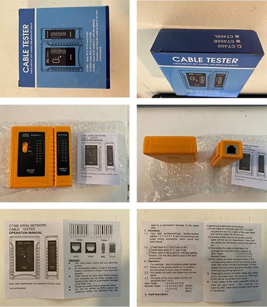 RJ45/RJ11 Network Cable Tester - Compact Design with Automated Testing Features