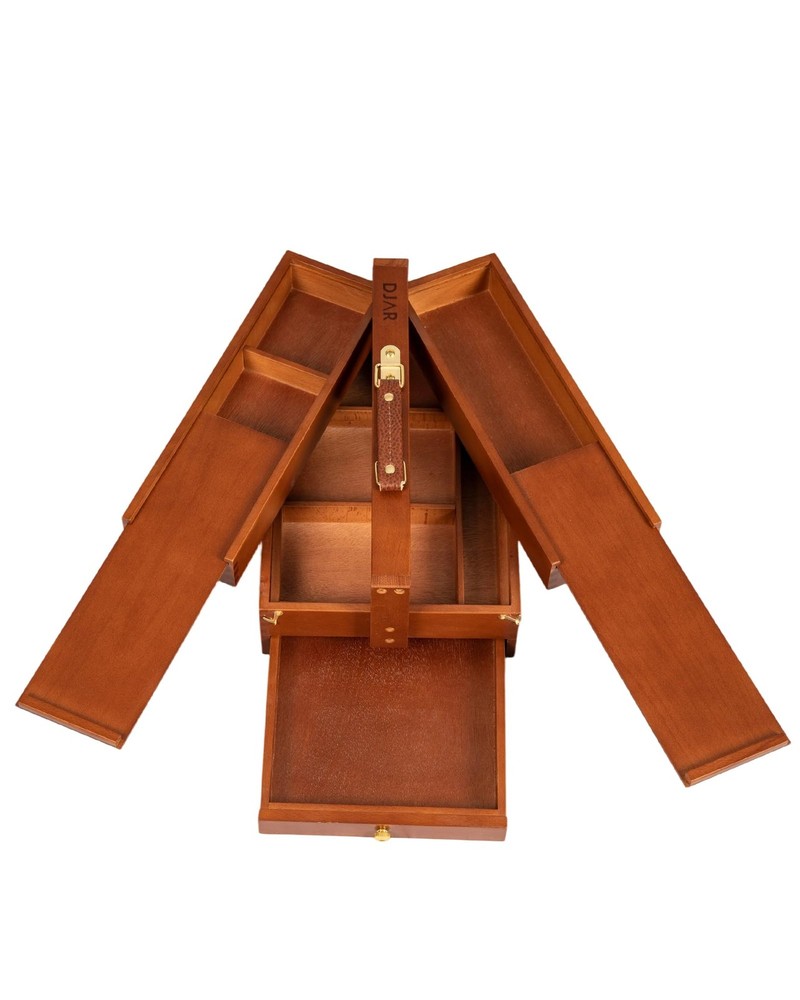 Multi-Function Art Tool Box, Portable Foldable Beech Wood Artist Supply Stora...