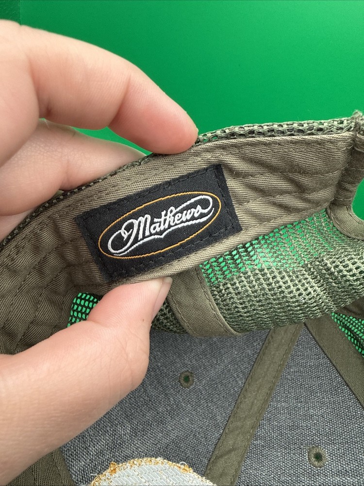 Mathews Archery Green Trucker Hat Snapback Adjustable