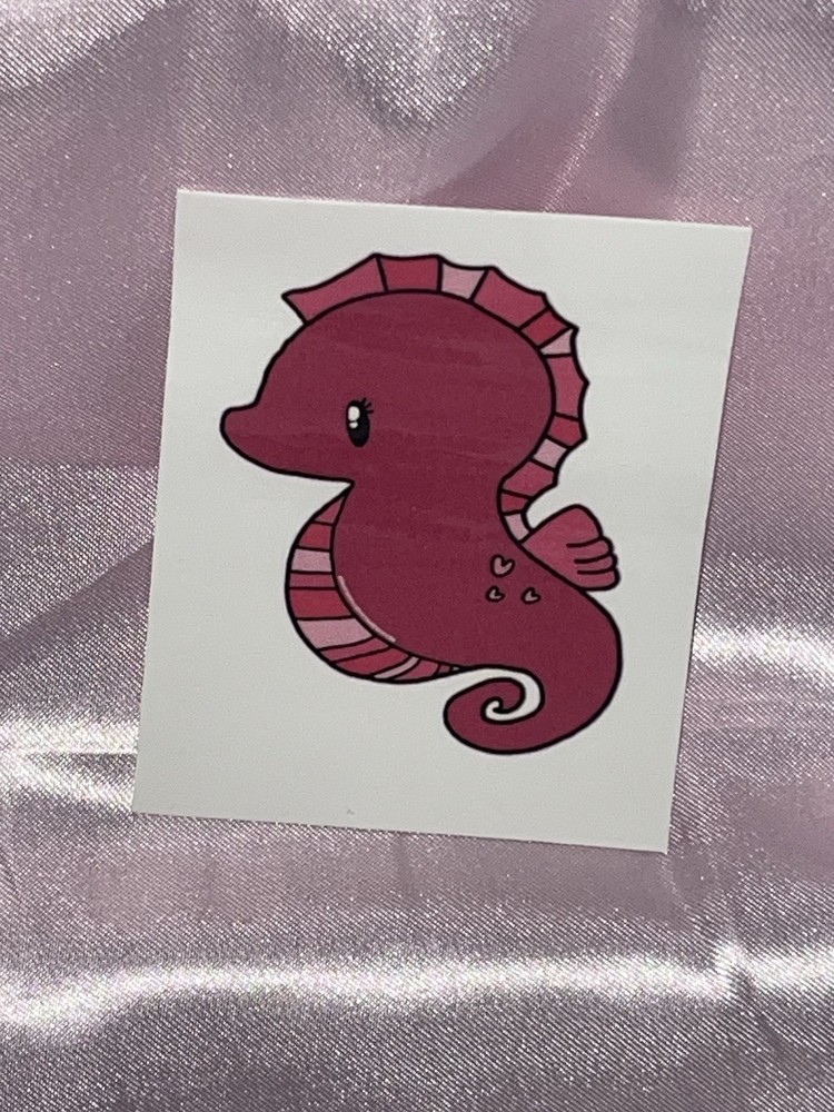 Pink Seahorse - Medium - Temporary Tattoo.
