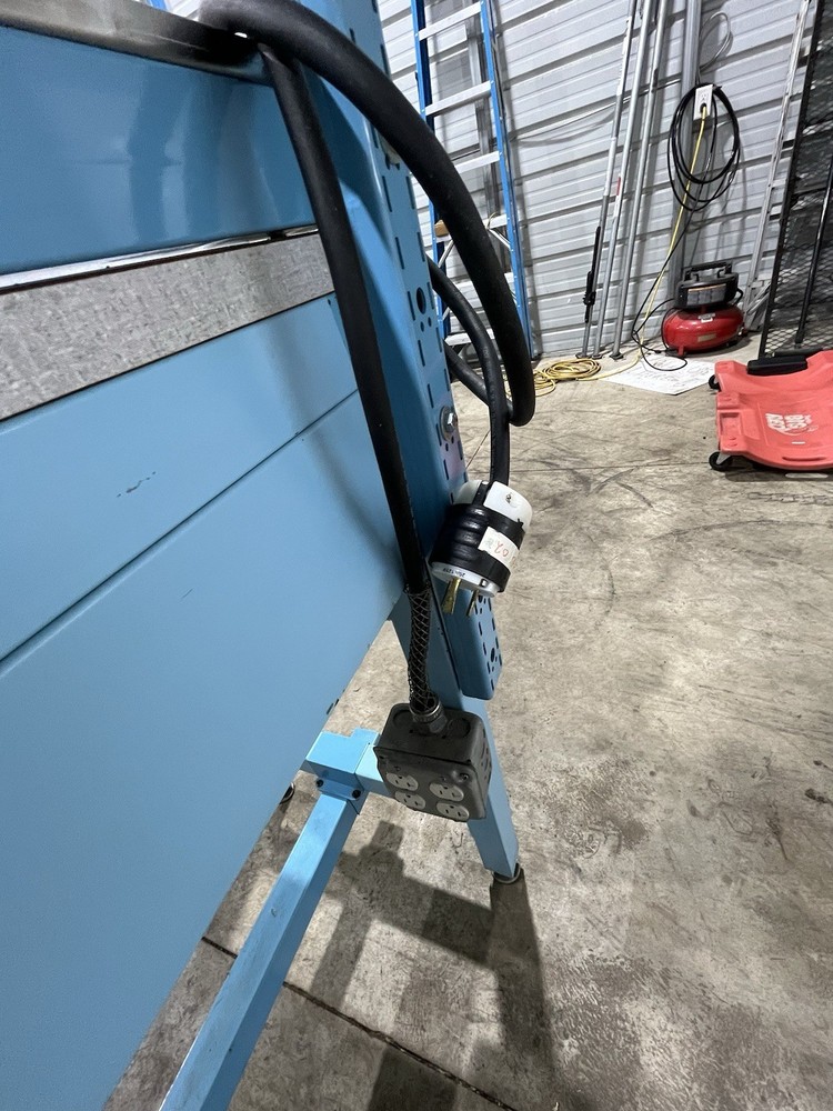 Blue Metal Assembly Workstation with Worktop and Overhead Light