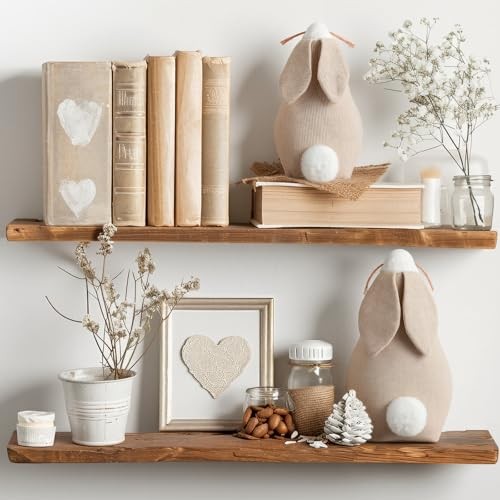 BreezeHug 2 Pack Rustic Primitive Easter Bunny Decor Farmhouse Vintage
