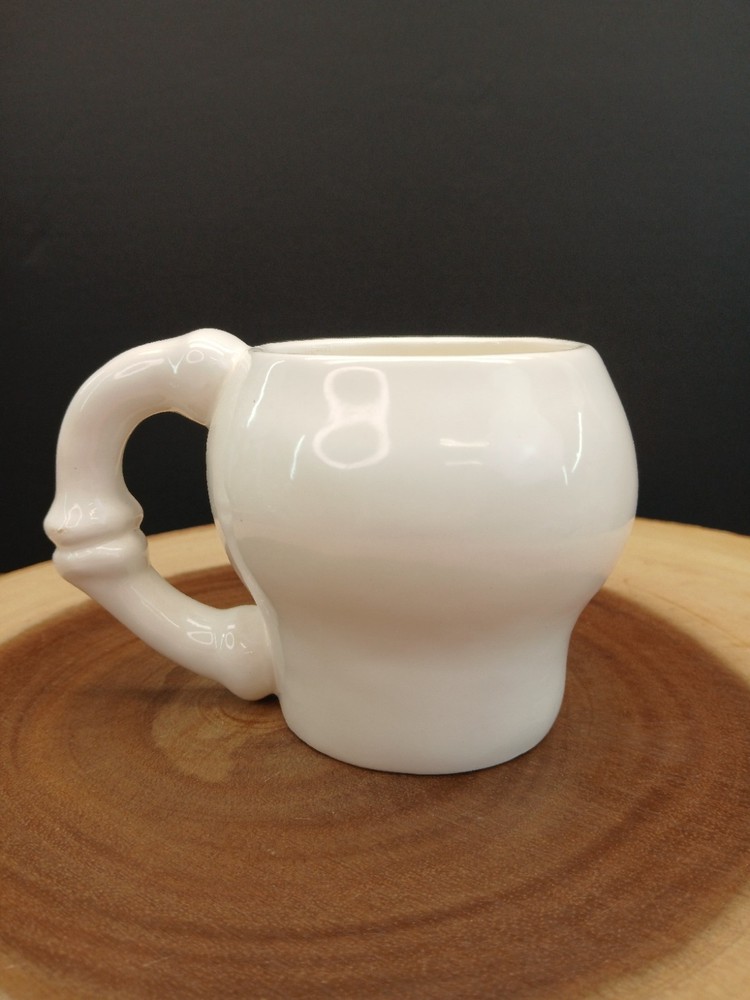 Skeleton Skull Mug by Applause Halloween Decor White Bone Handle "READ"