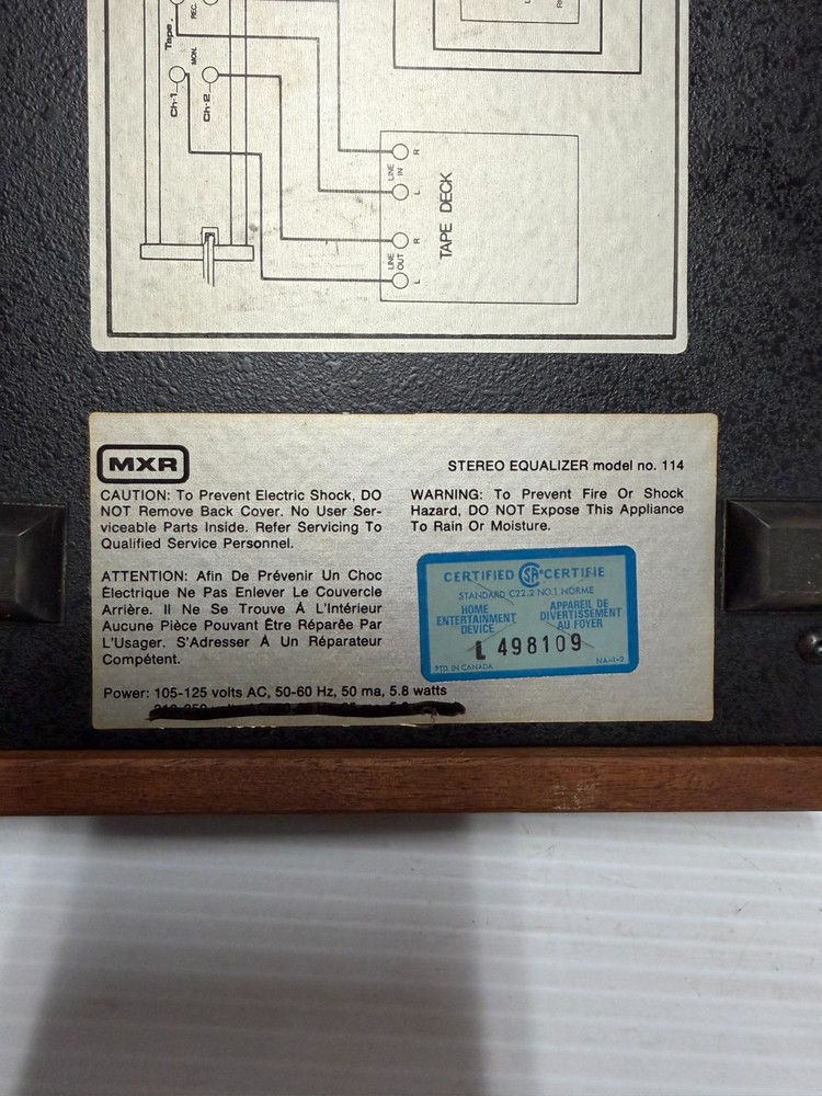Vintage MXR Graphic Stereo Equalizer model no.114 UNTESTED