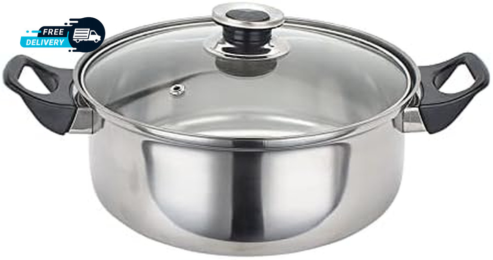 12 Piece Stainless Steel Cookware Set, Silver