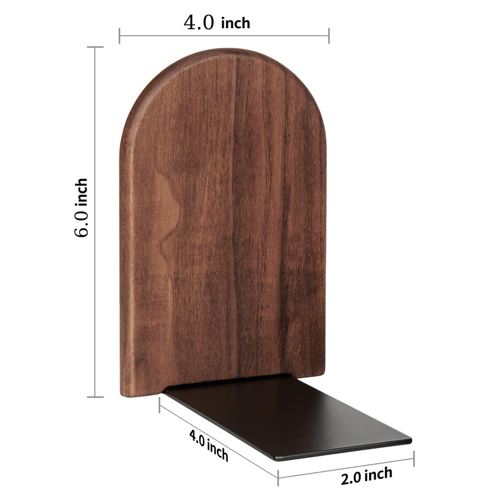 Book Ends,1 Pair Bookends Wood Ends Universal Medium, Black Walnut