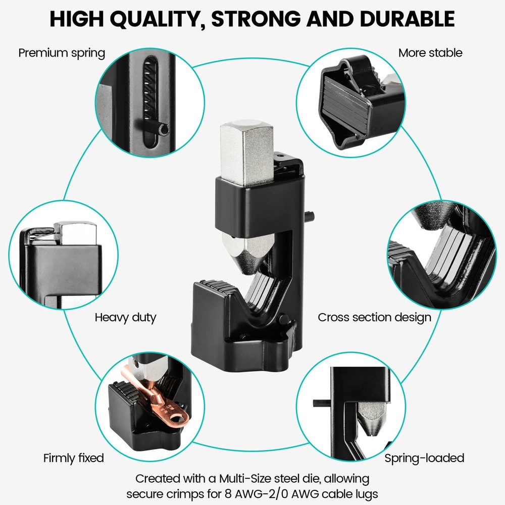 Hammer Lug Crimper Tool, Huazu Wire Terminal for Black