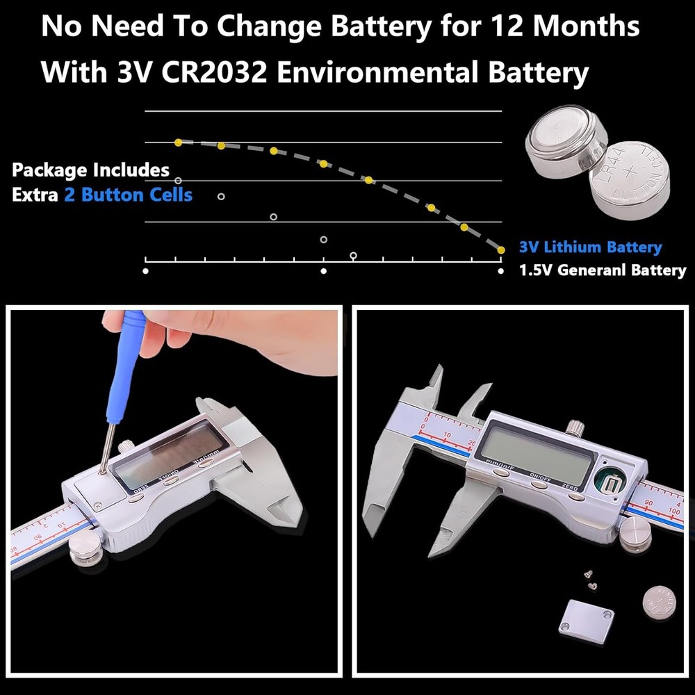 Digital vernier caliper, electronic micrometer caliper with large LCD display