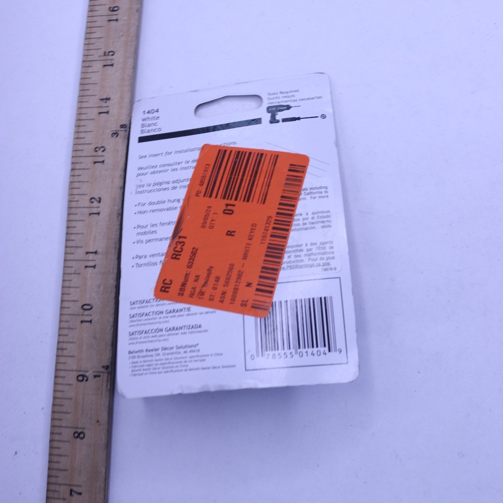 First Watch Security White Metal Keyed Window Sash Lock