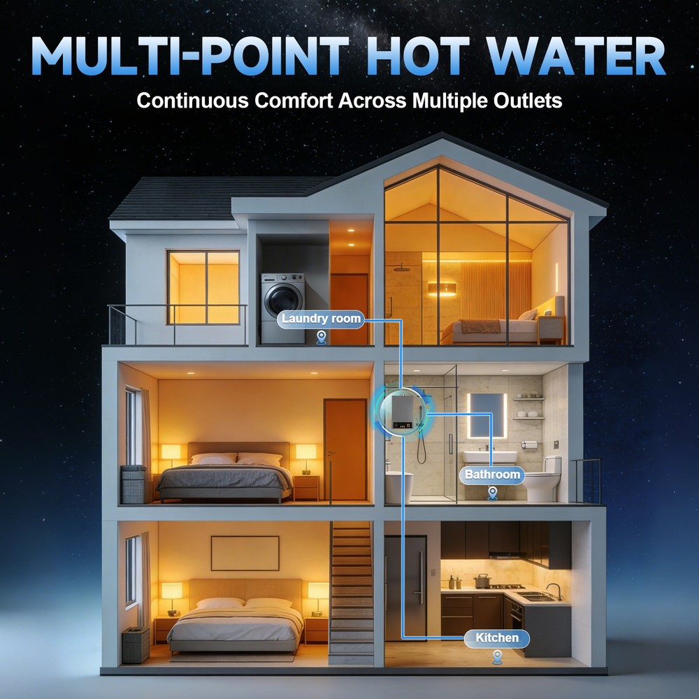 24KW 3.6GPM LPG/Propane Gas Hot Water Heater Tankless Flame Failure Protection